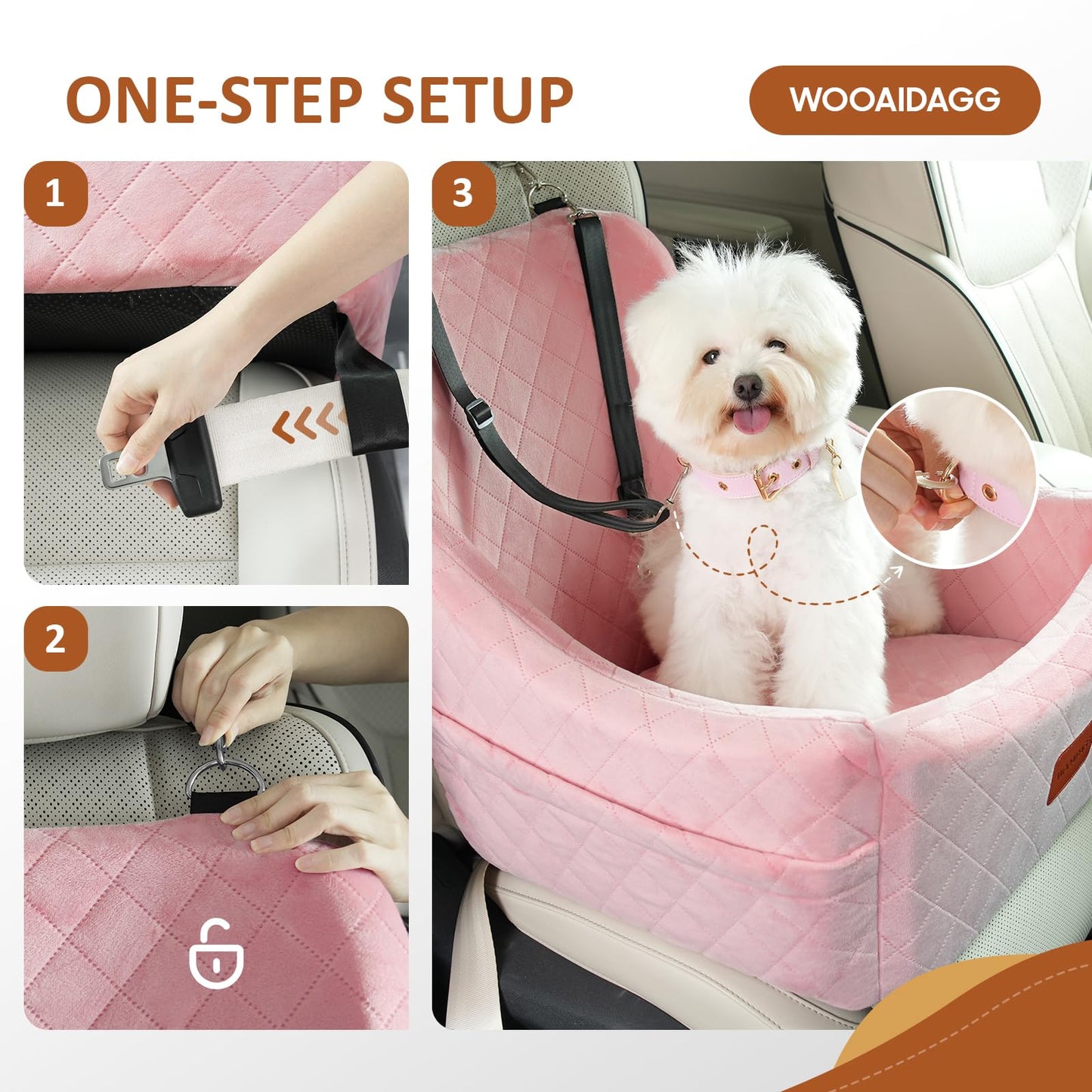 WOOAIDAGG Dog Car Seat for Medium Dogs, Pet Travel Bed with Seat Seat