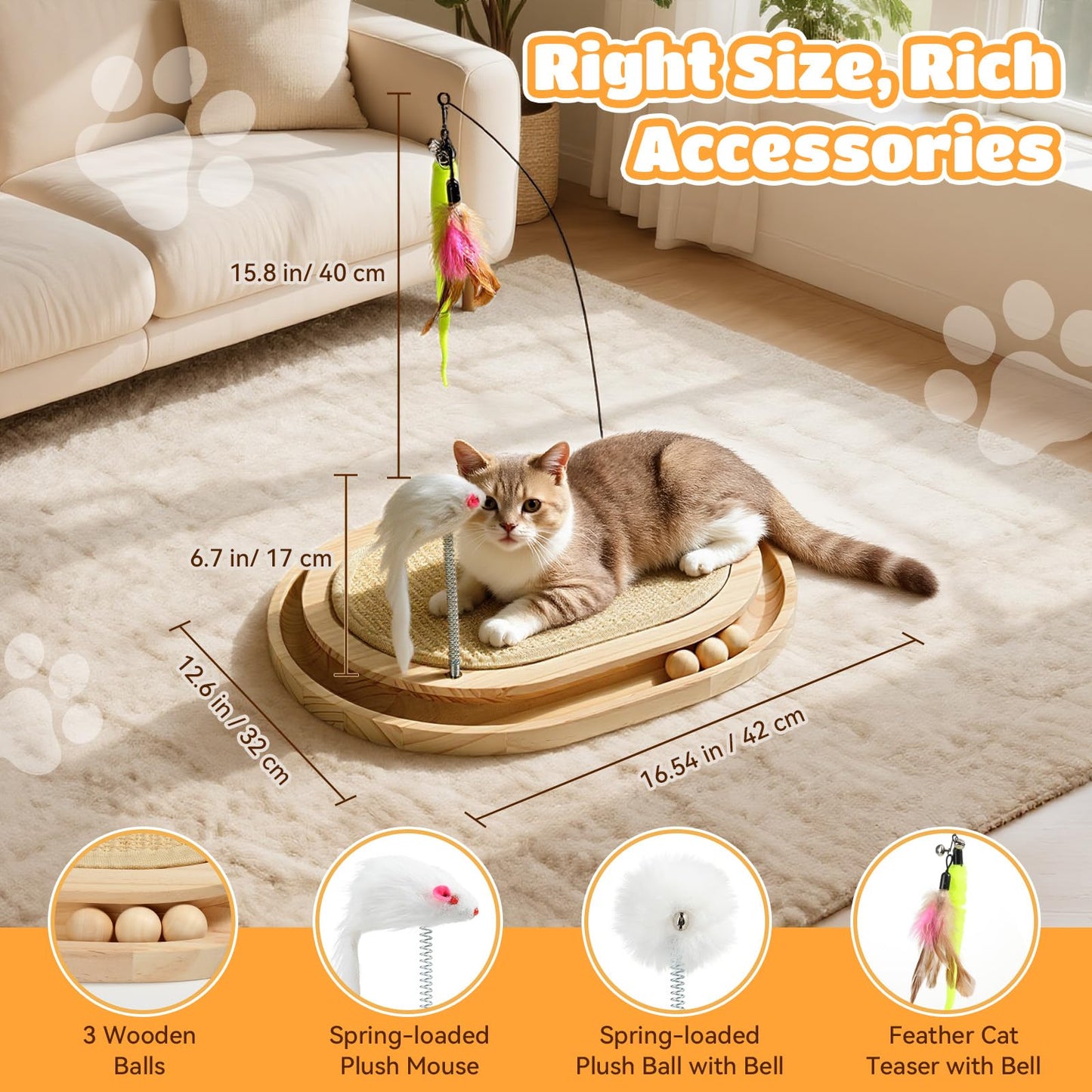 Tivray Cat Scratcher, Natural Sisal Scratching Pad, Kitten Ball
