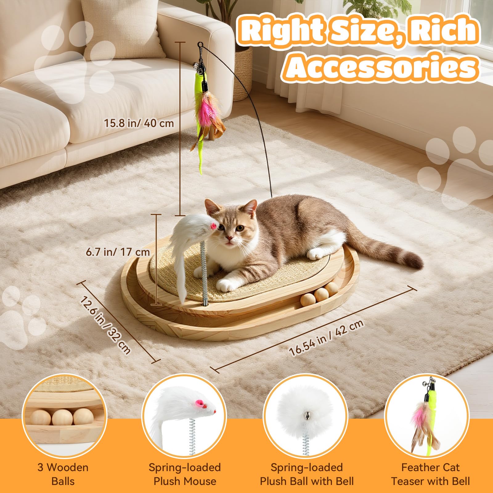 Tivray Cat Scratcher, Natural Sisal Scratching Pad, Kitten Ball