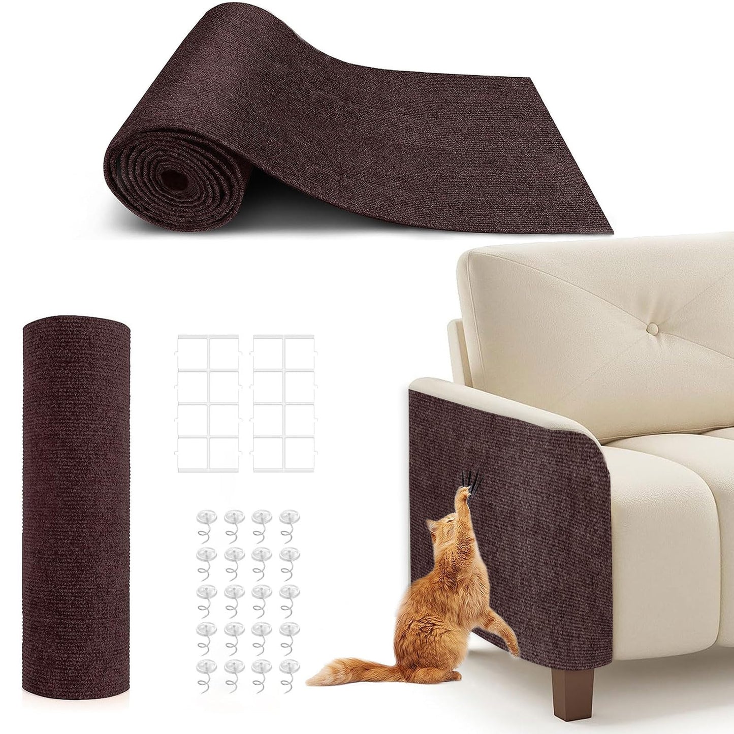 X15.8" Cat Scratching Mat, Self-Adhesive Cat Scratch Carpet, DIY Mat