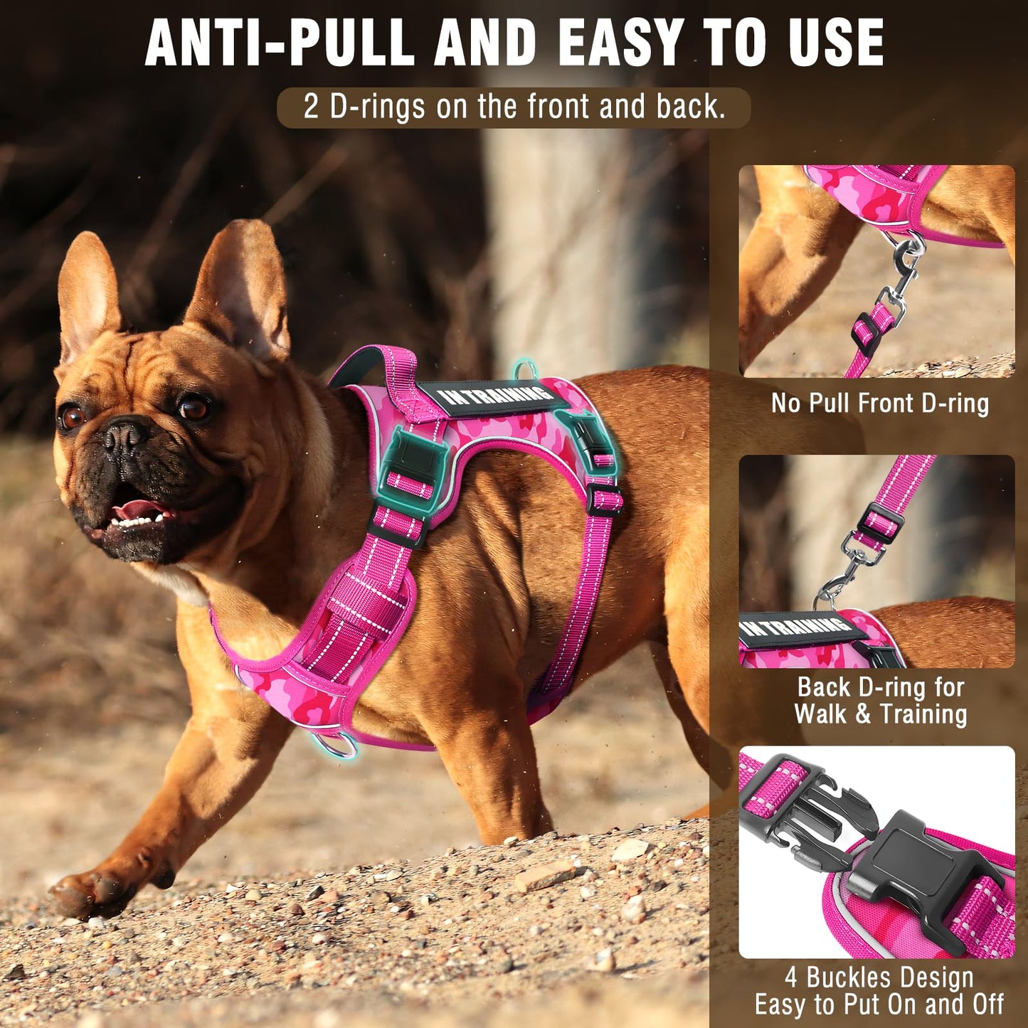 MOOGROU Tactical Service Dog Vest and Leash Set,Heavy Duty No Leash