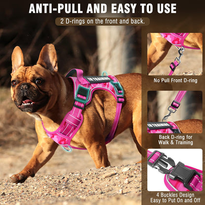 MOOGROU Tactical Service Dog Vest and Leash Set,Heavy Duty No Leash