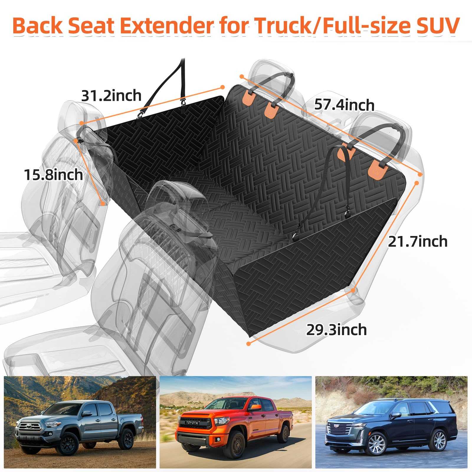 Back Seat Extender for Trucks,Hard Bottom Car Seat Cover