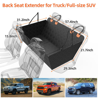 Back Seat Extender for Trucks,Hard Bottom Car Seat Cover