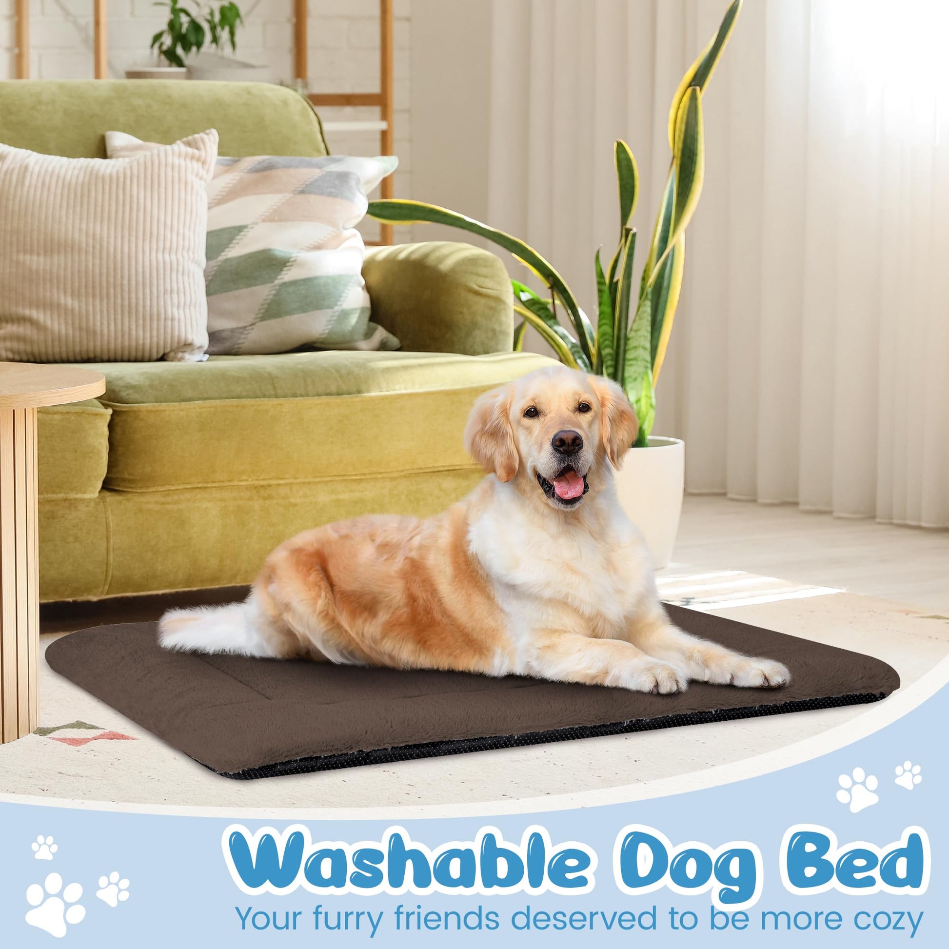 ZENGAOOU Dog Crate Pad Washable for Crate, Plush Anti-Slip Crate Mat