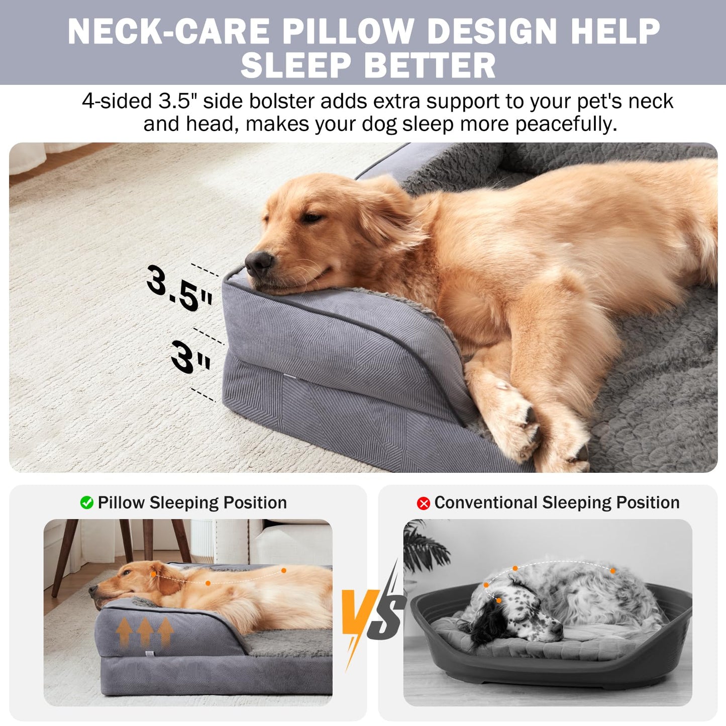 INVENHO Orthopedic Extra Large Dog Bed, XXL Waterproof Dog Sofa