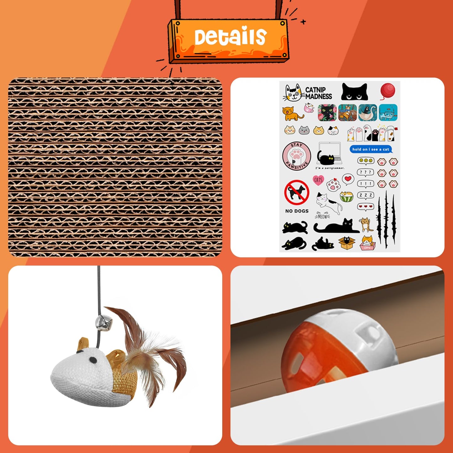 AIWEILUCK 2PCS Cat Scratcher Laptop with 'Mouse' Jingle Ball Pad
