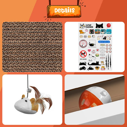 AIWEILUCK 2PCS Cat Scratcher Laptop with 'Mouse' Jingle Ball Pad