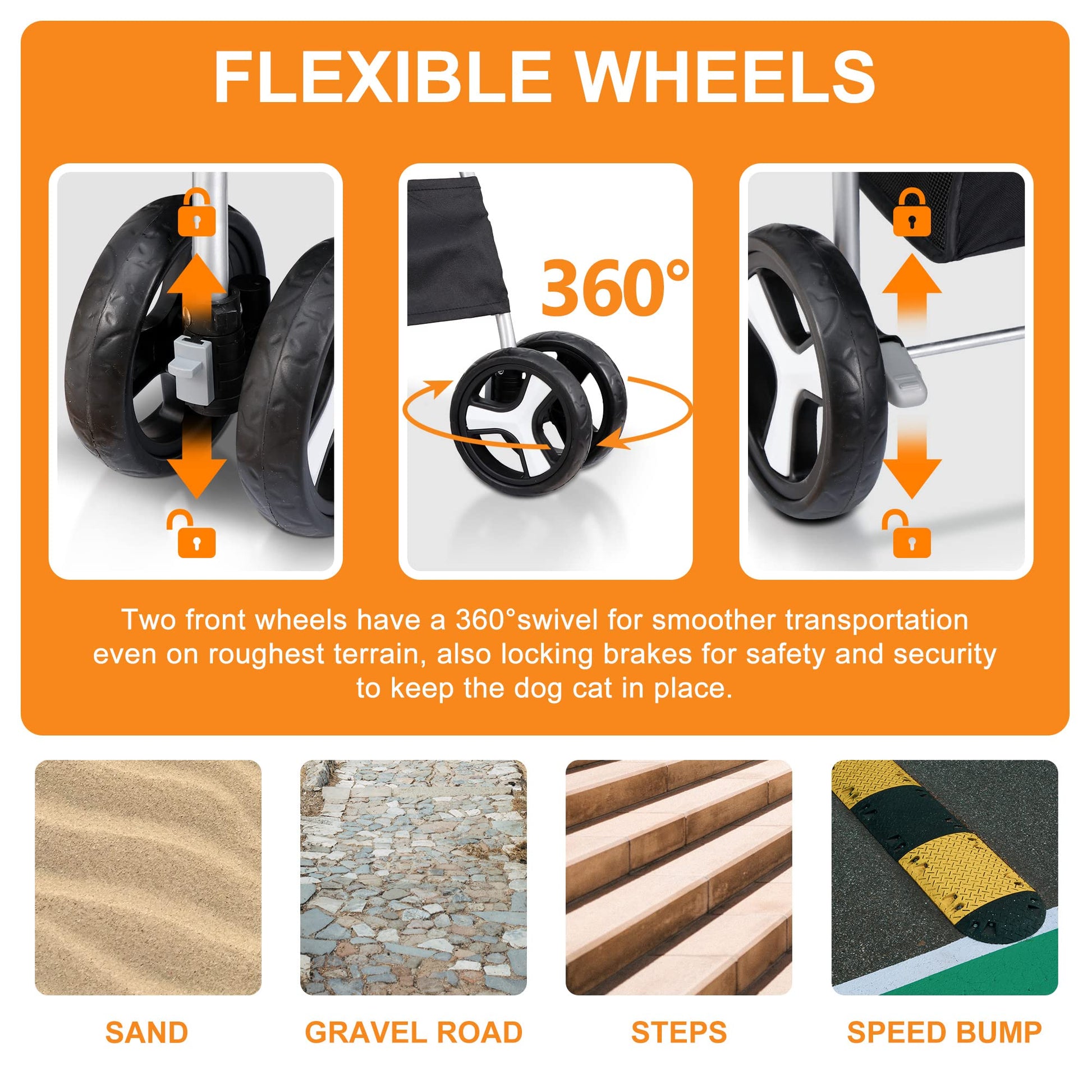 4 Wheels Pet Stroller Dog Cat Stroller