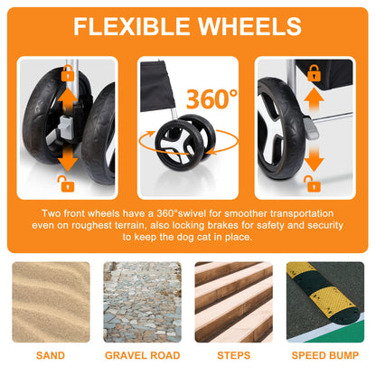 4 Wheels Pet Stroller Dog Cat Stroller