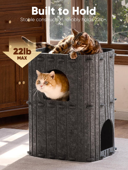 FUKUMARU Cat House for Indoor Cats, Large Cat Bed Cave Condo, Bed