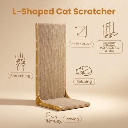 SMARTBEAN 3-Pack Cardboard Cat Scratcher for Indoor Cats, L Board