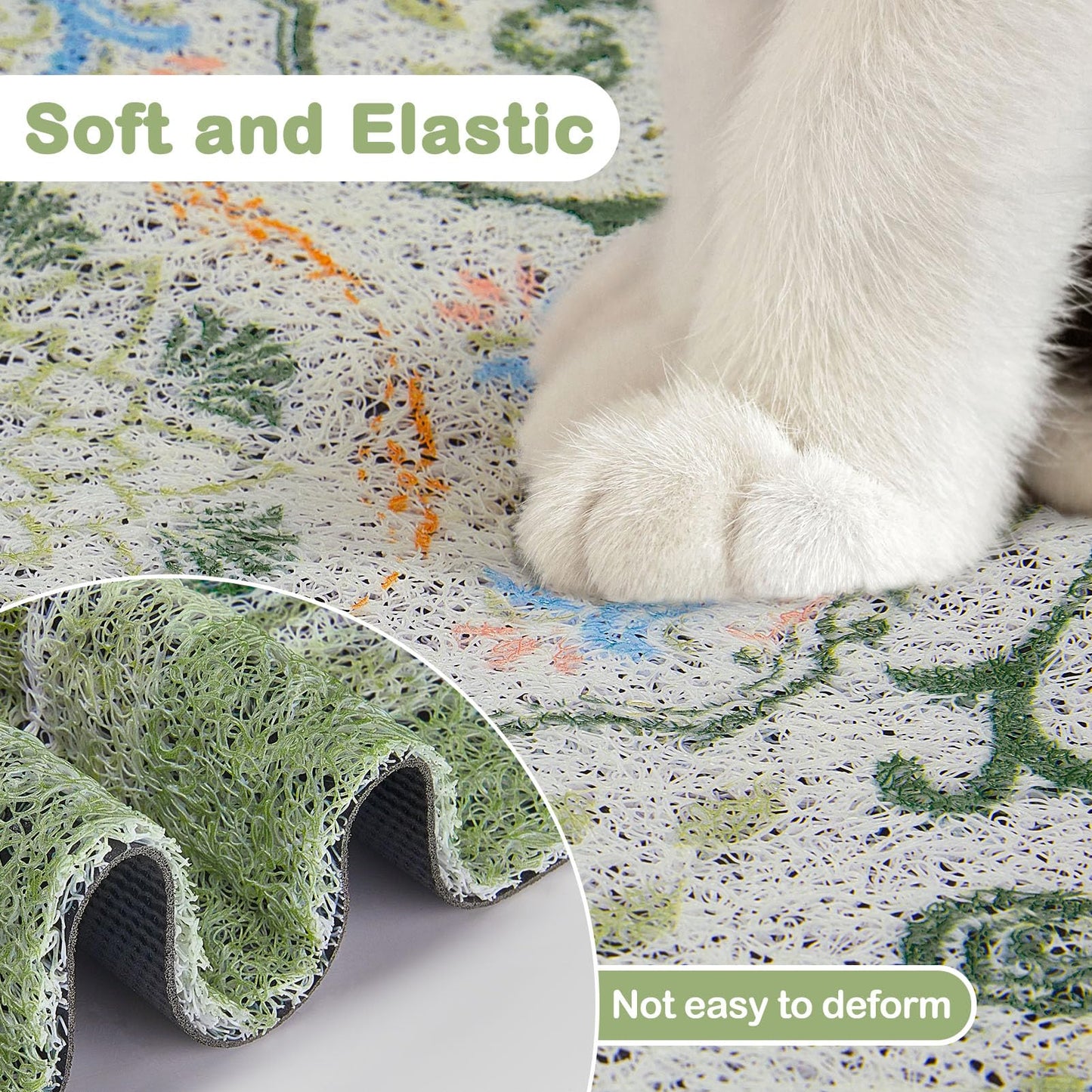 Glittme 2PCS Cat Litter Mat with Non-Slip Bottom Litter Box Mat Mat