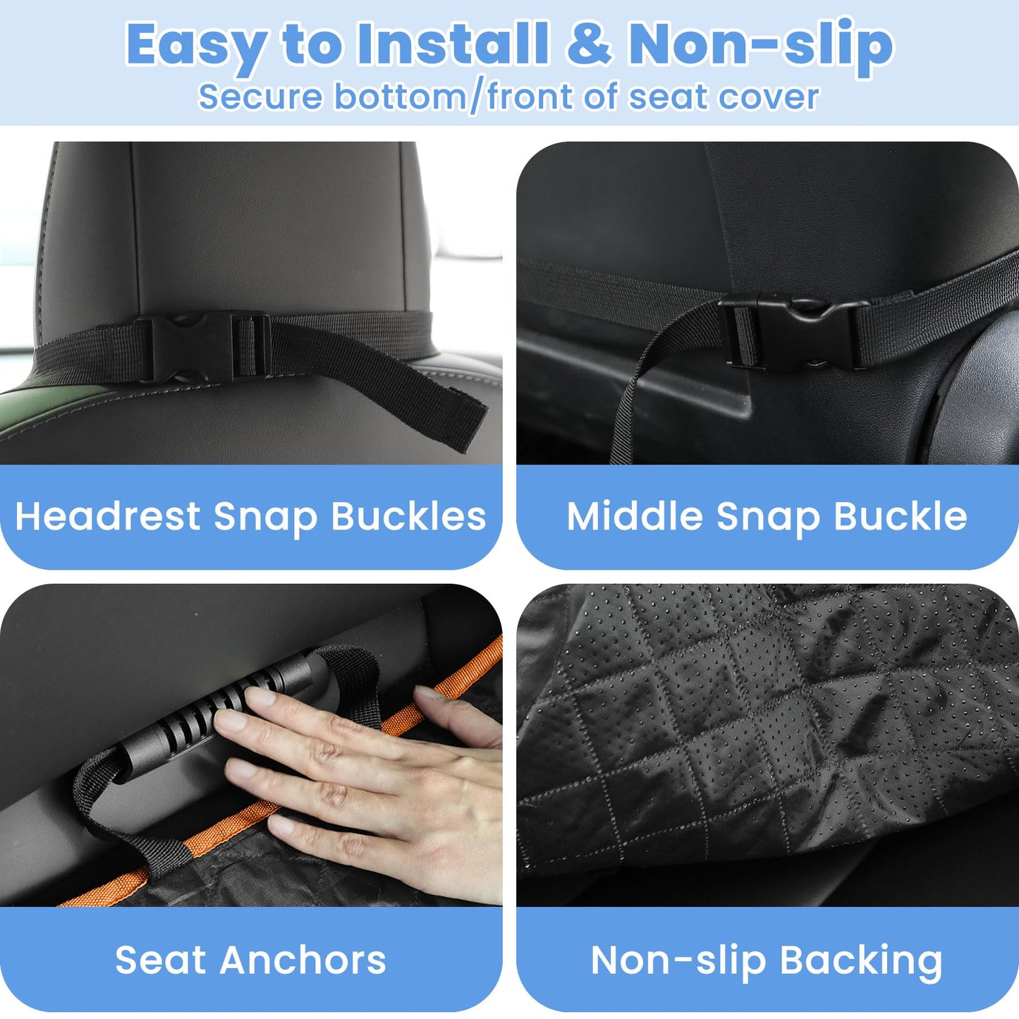 ELONGRIVER Dog Car Seat Covers, Waterproof Front Seat Cover