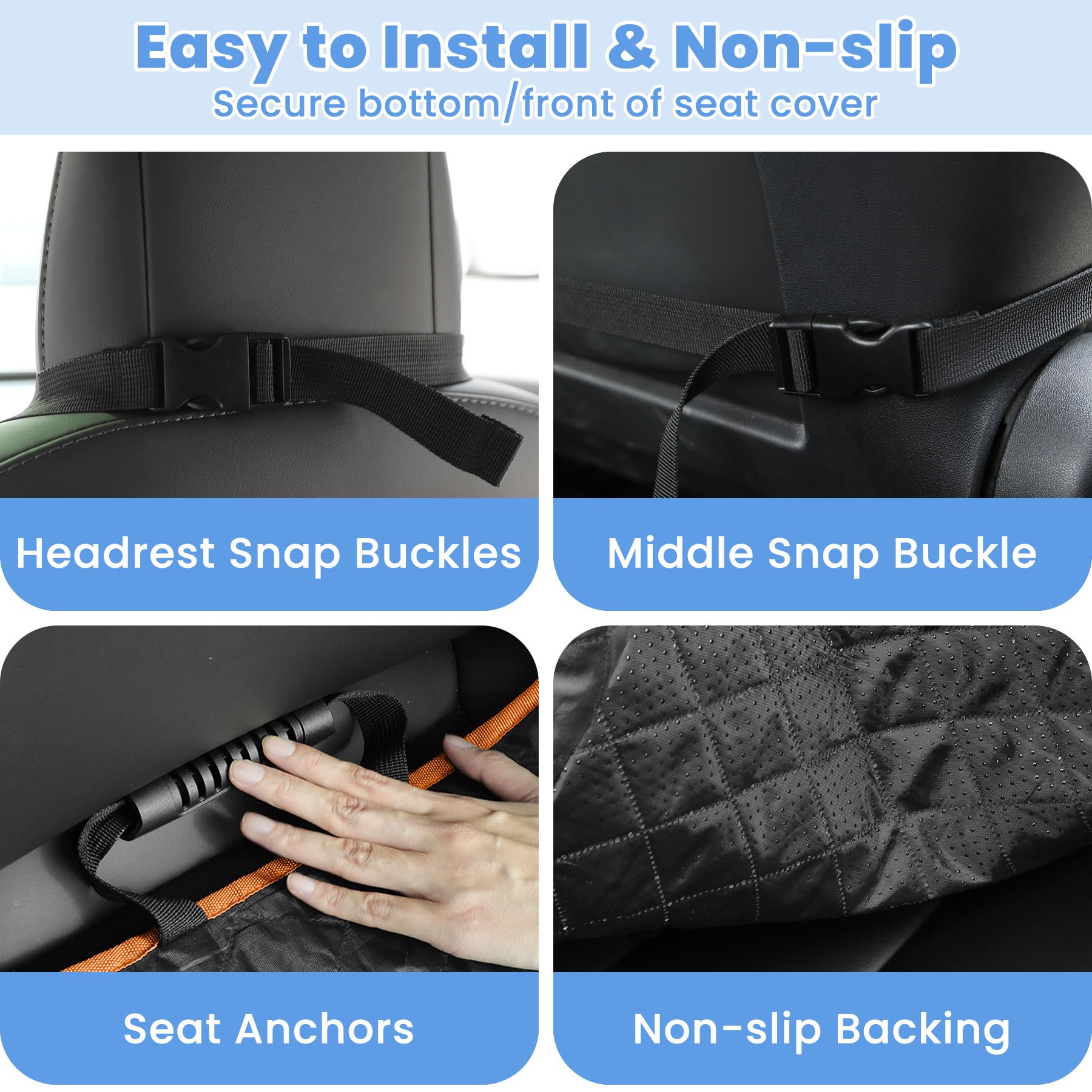 ELONGRIVER Dog Car Seat Covers, Waterproof Front Seat Cover