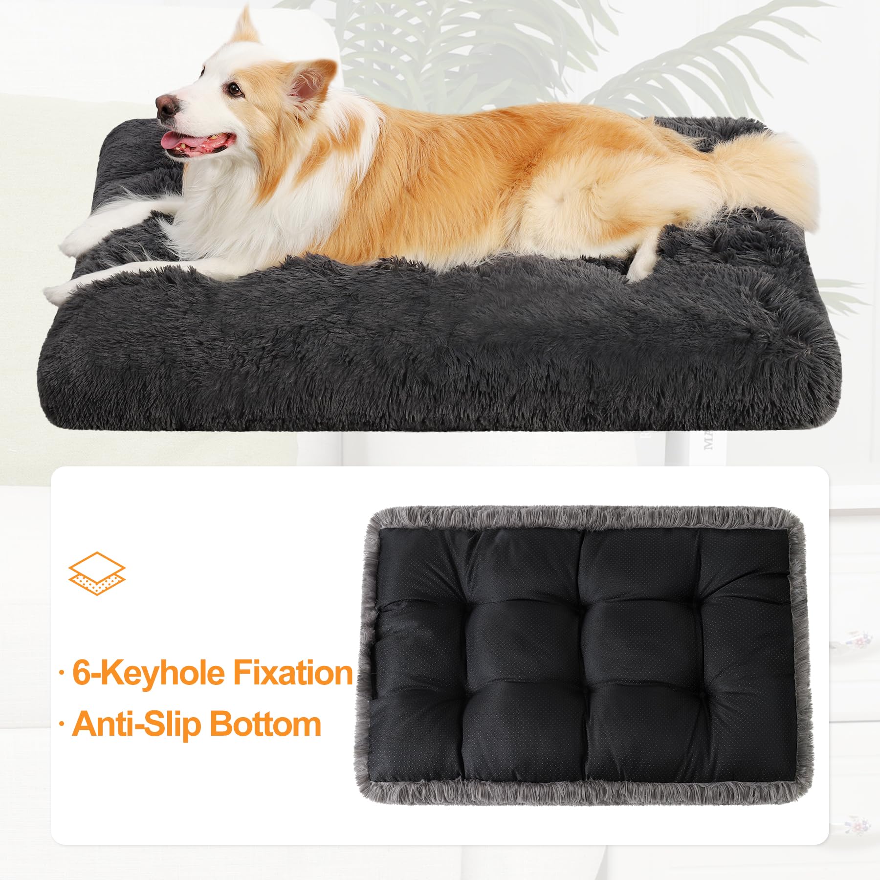 KSIIA Dog Crate Bed Washable Dog Beds for Large Dogs Deluxe Plush Bed