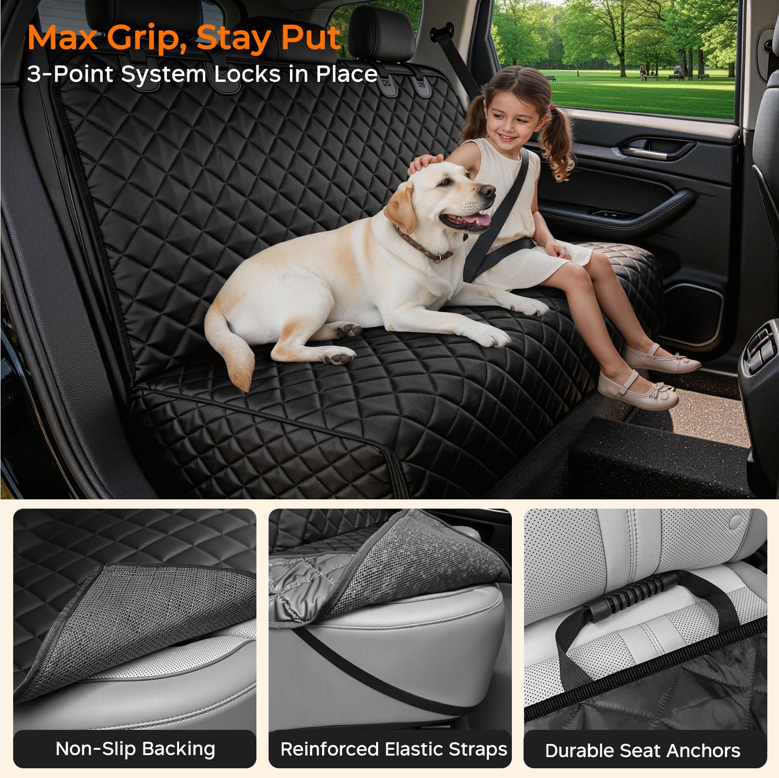 URPOWER Dog Car Seat Cover for Back Seat, Waterproof Car Seat