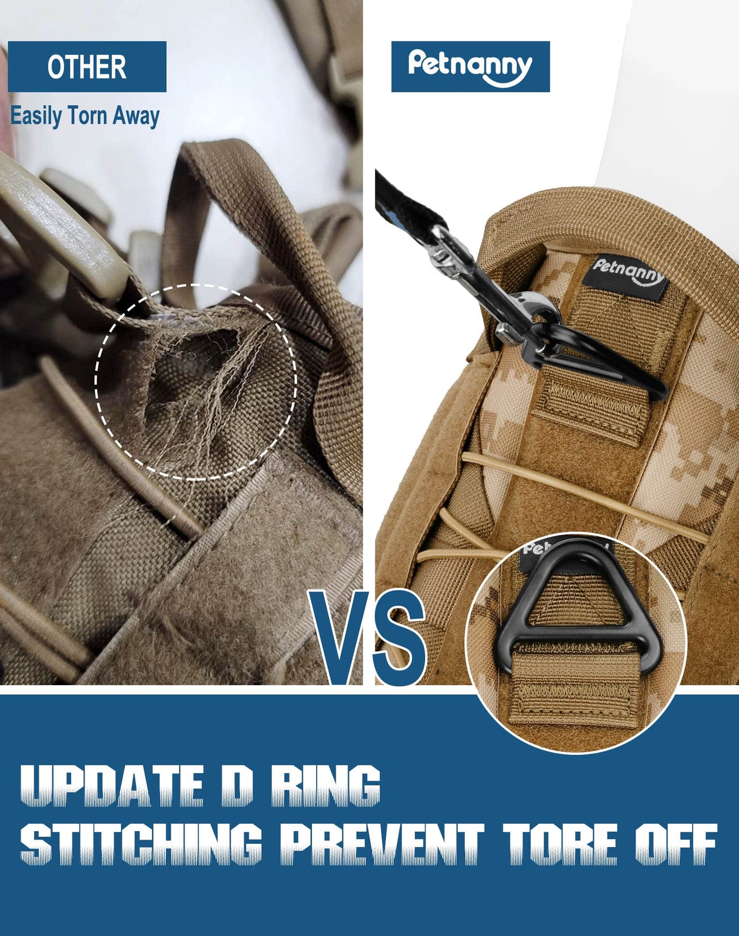 PETNANNY Tactical Dog Harness for Medium Sized Dogs, Service Dog Vest
