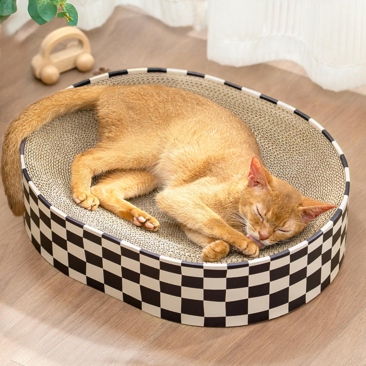Conlun Cat Scratcher Cardboard, 1 Oval Cat Scratch Pad Bowl for Pad