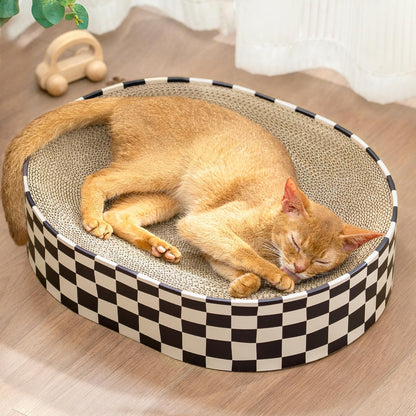 Conlun Cat Scratcher Cardboard, 1 Oval Cat Scratch Pad Bowl for Pad