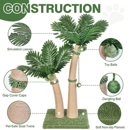 Palm Tree Cat Scratching Post, 36'' Cat Scratcher Post with Posts