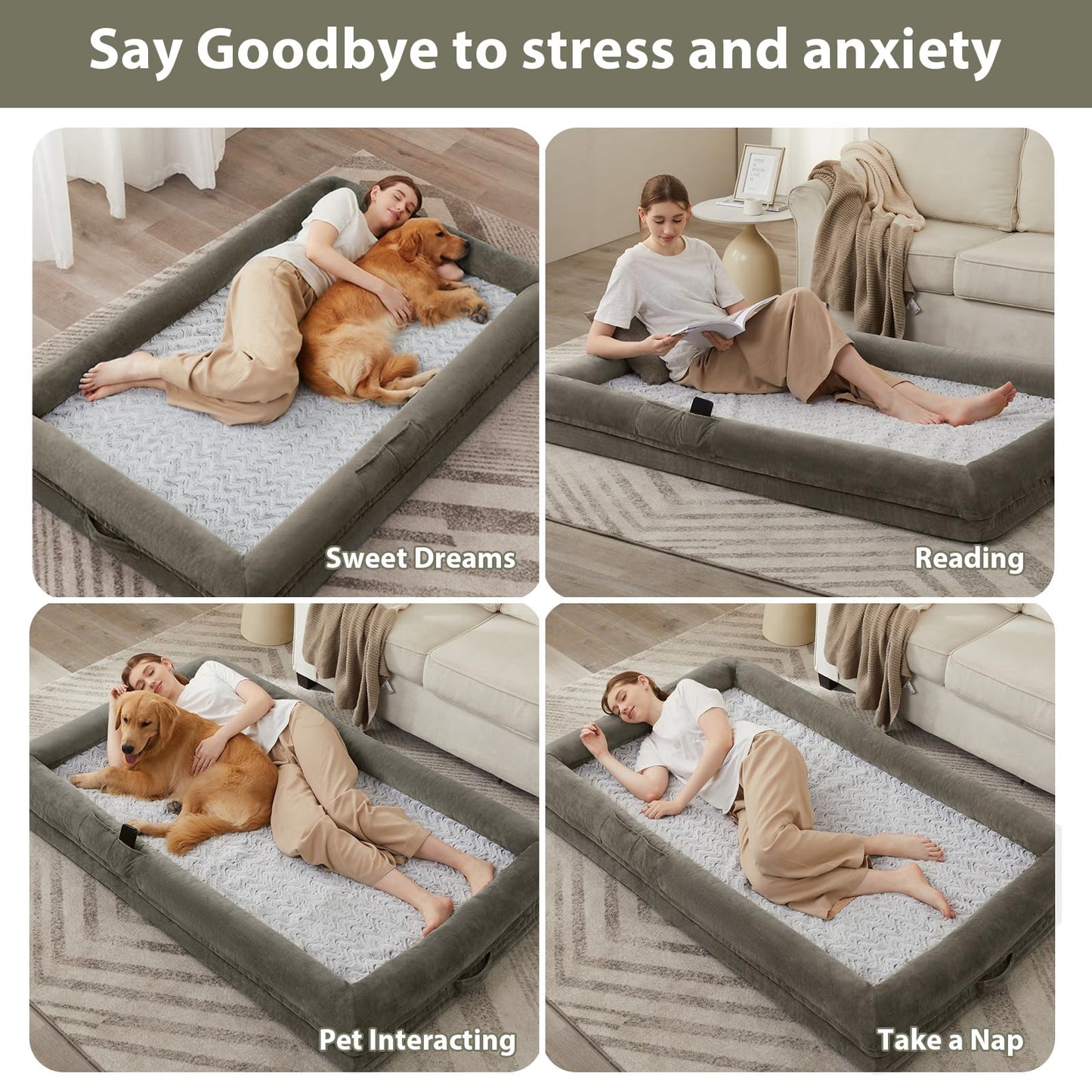 WNPETHOME Human Dog Bed for Adult, Washable Dog Couch with Bed