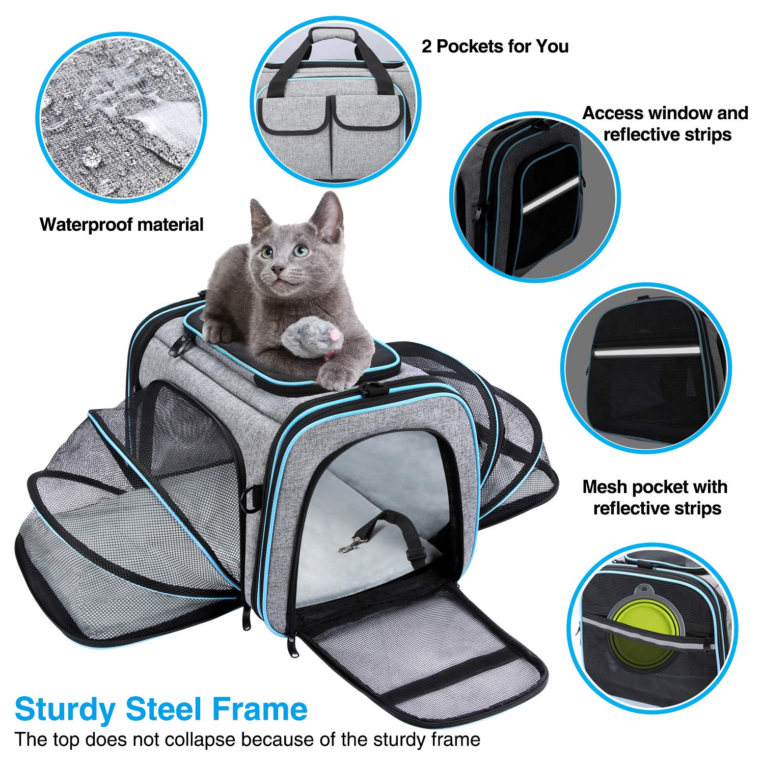 Airline Approved Pet Carrier, Large Soft Sided Pet Travel TSA Carrier