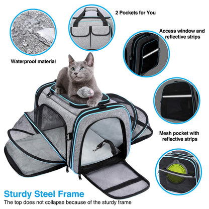 Airline Approved Pet Carrier, Large Soft Sided Pet Travel TSA Carrier