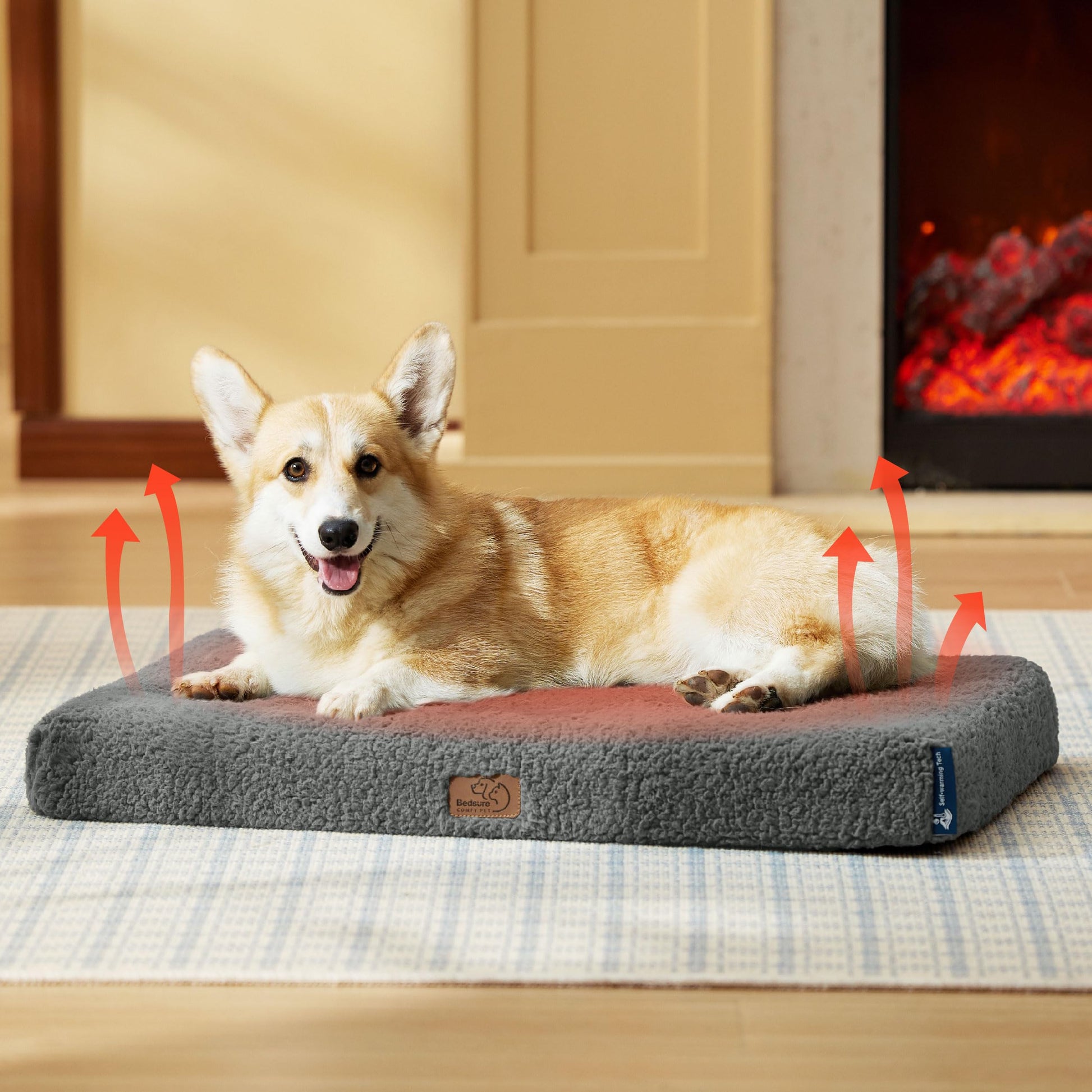 Bedsure Self Warming Dog Bed for Medium Dogs Comfy Cat Beds Crate