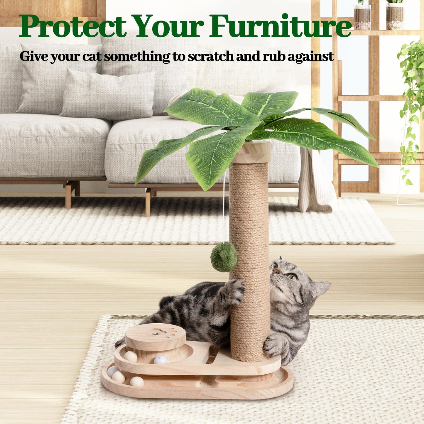 Meowoou Cat Scratching Post Tall Cat Scratcher for Indoor Tower