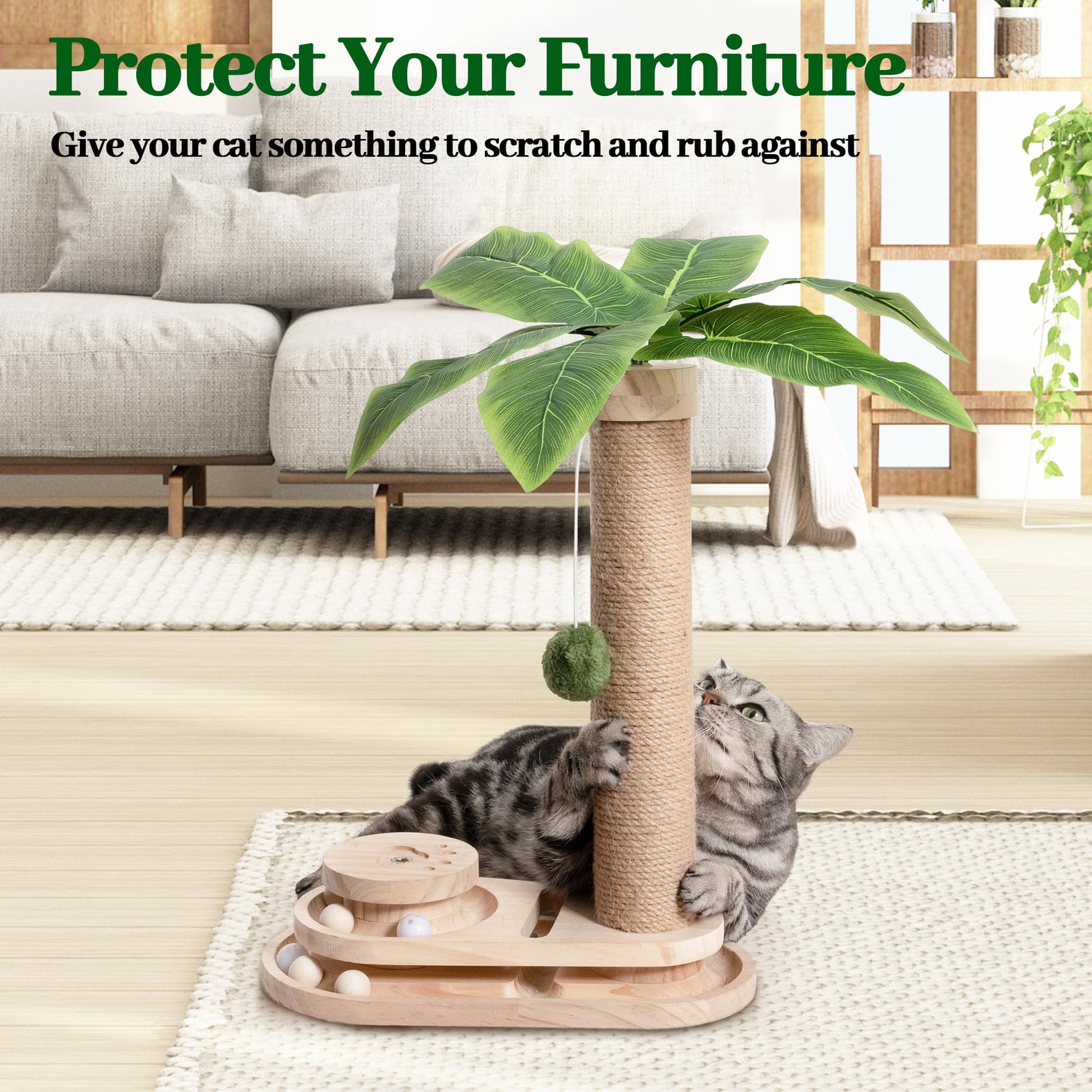 Meowoou Cat Scratching Post Tall Cat Scratcher for Indoor Tower