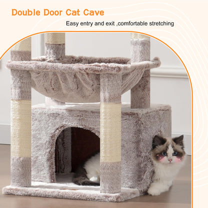 Heybly Cat Tree, Kitten Tower with Large Soft Cat Basket, Cat Condo