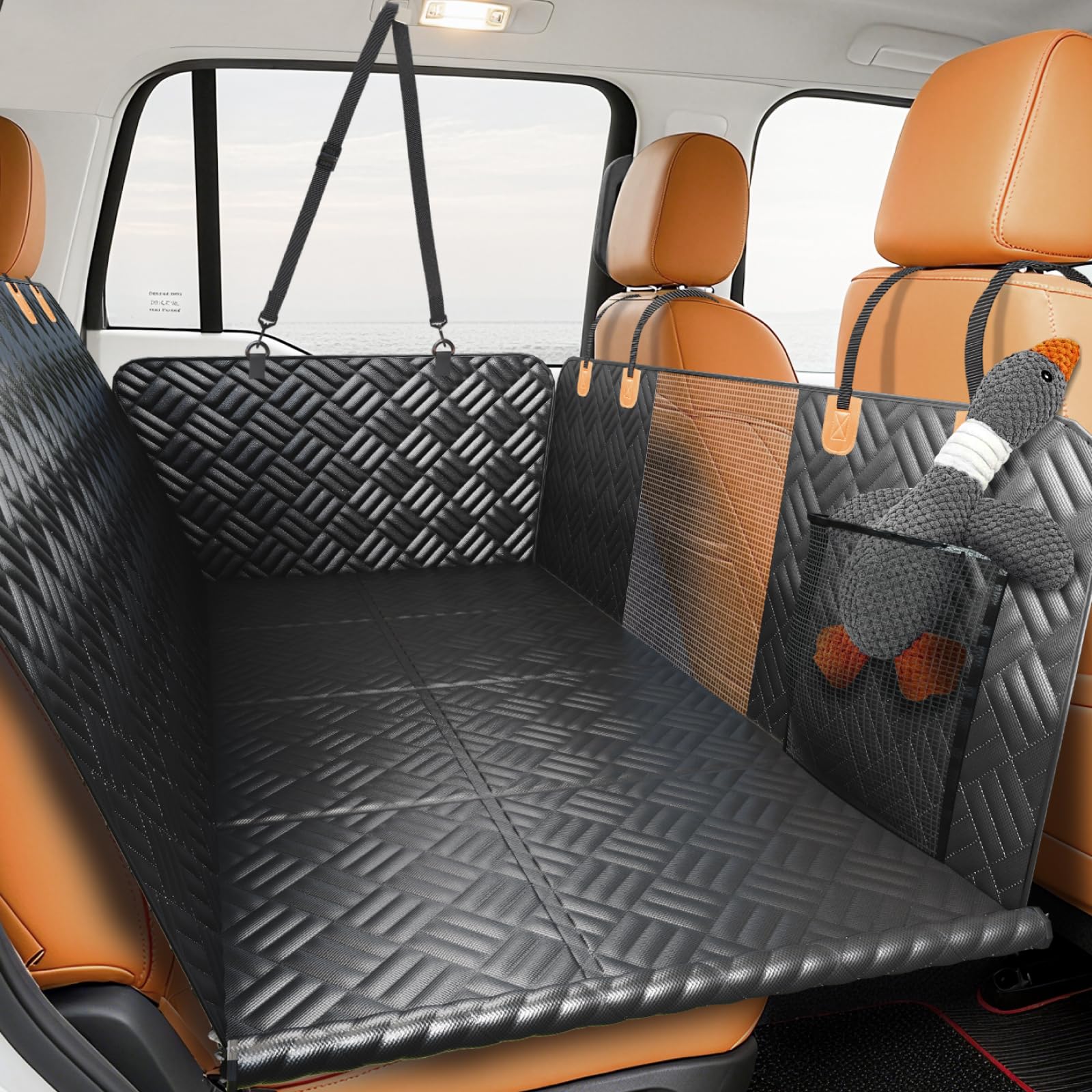PROZAR Dog Car Seat Cover for Back Seat, Hard Bottom Back Seat