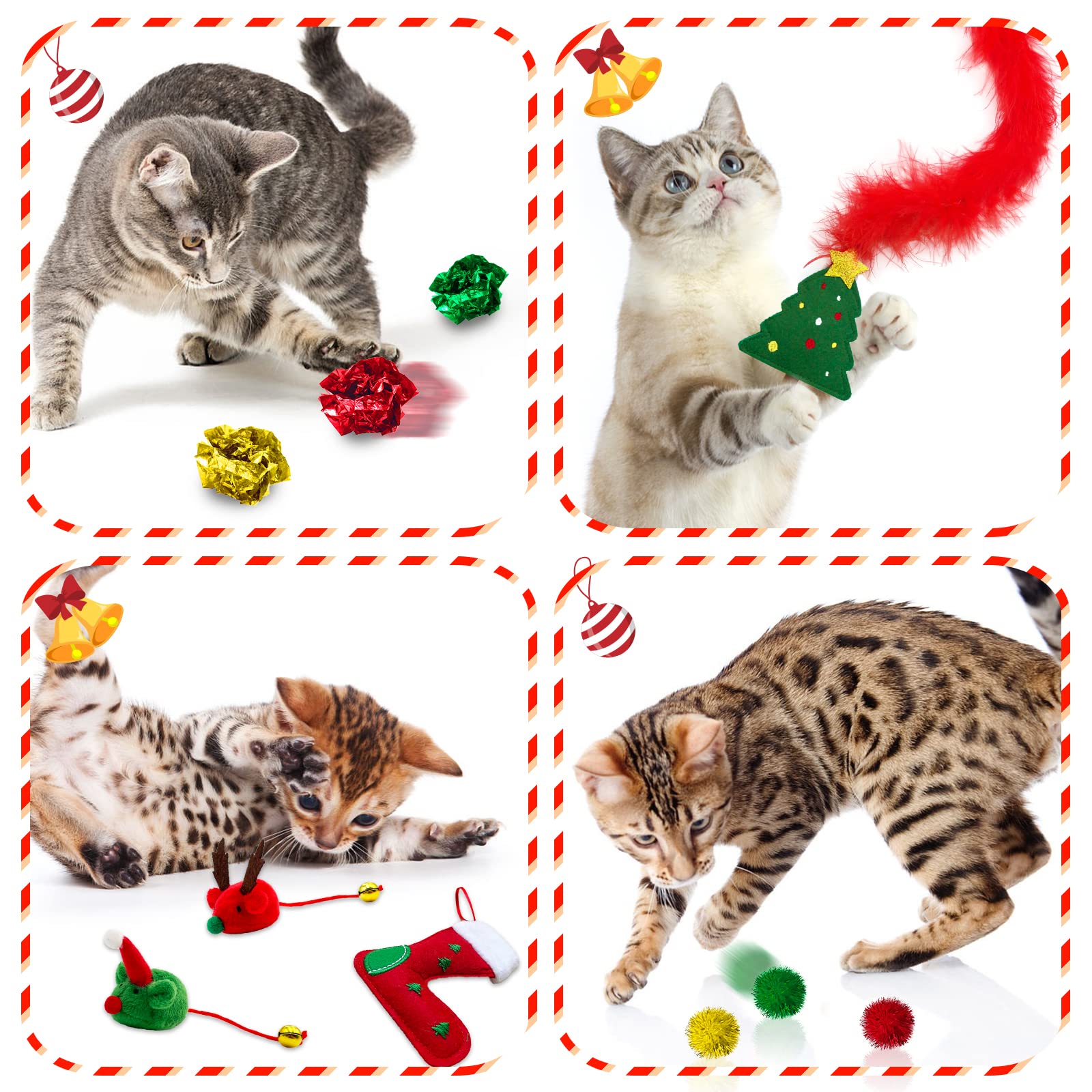 Lepawit Cat Christmas Stocking, 10 Pack Gifts for Christmas Catnip