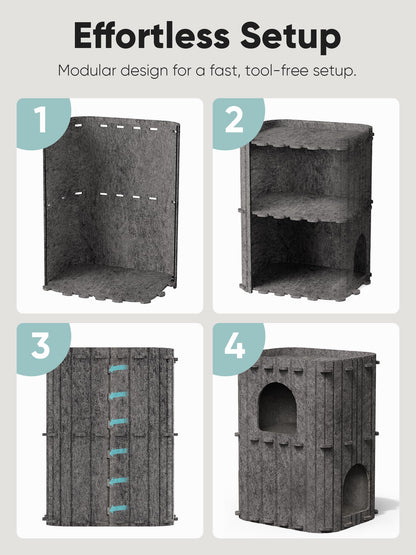 FUKUMARU Cat House for Indoor Cats, Large Cat Bed Cave Condo, Bed