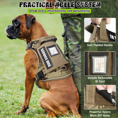 MOOGROU Tactical Dog Harness and Leash Set for Large Dogs,Heavy Set