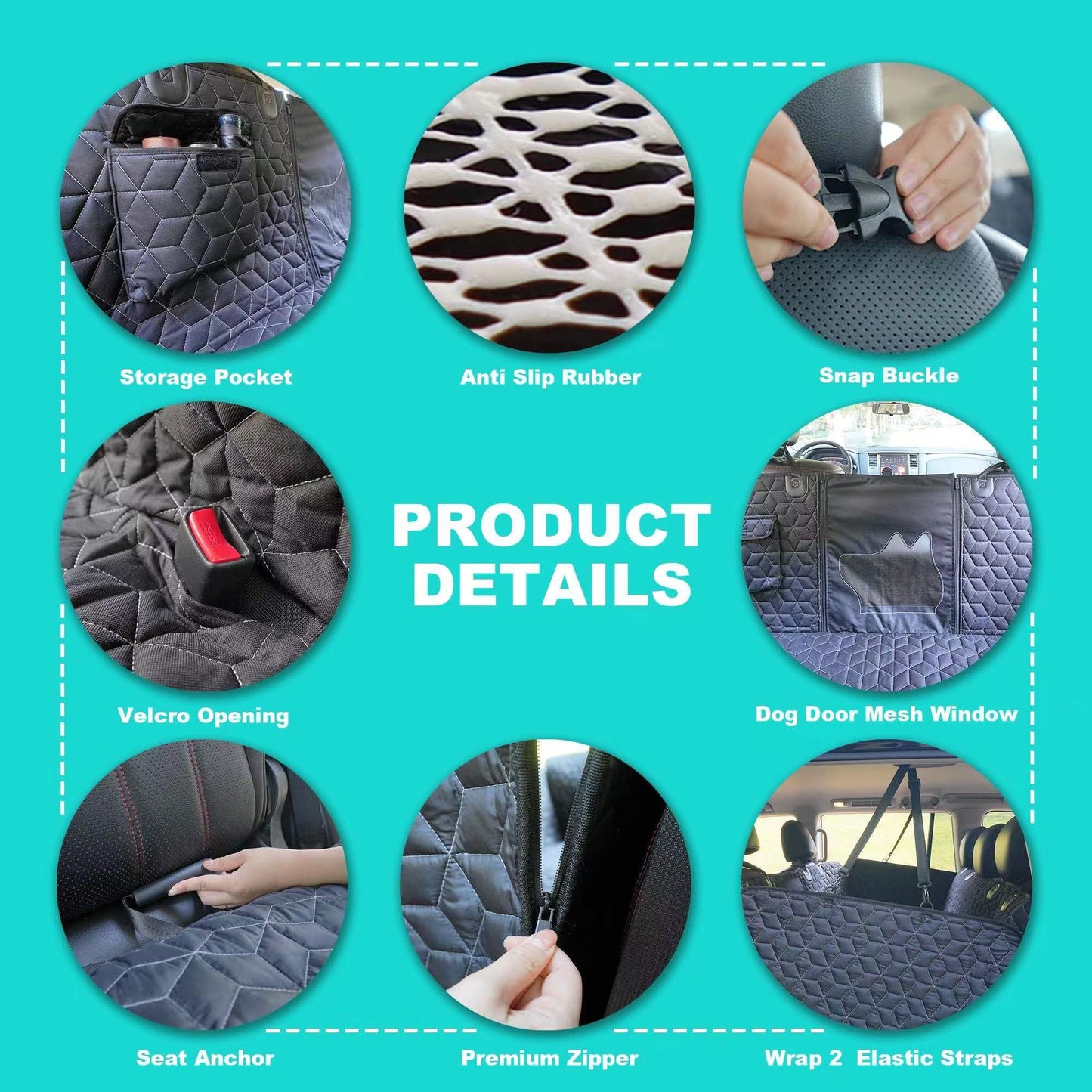 Dog Seat Covers for Back Seat,Pet Hammock for Cars, Waterproof Seat