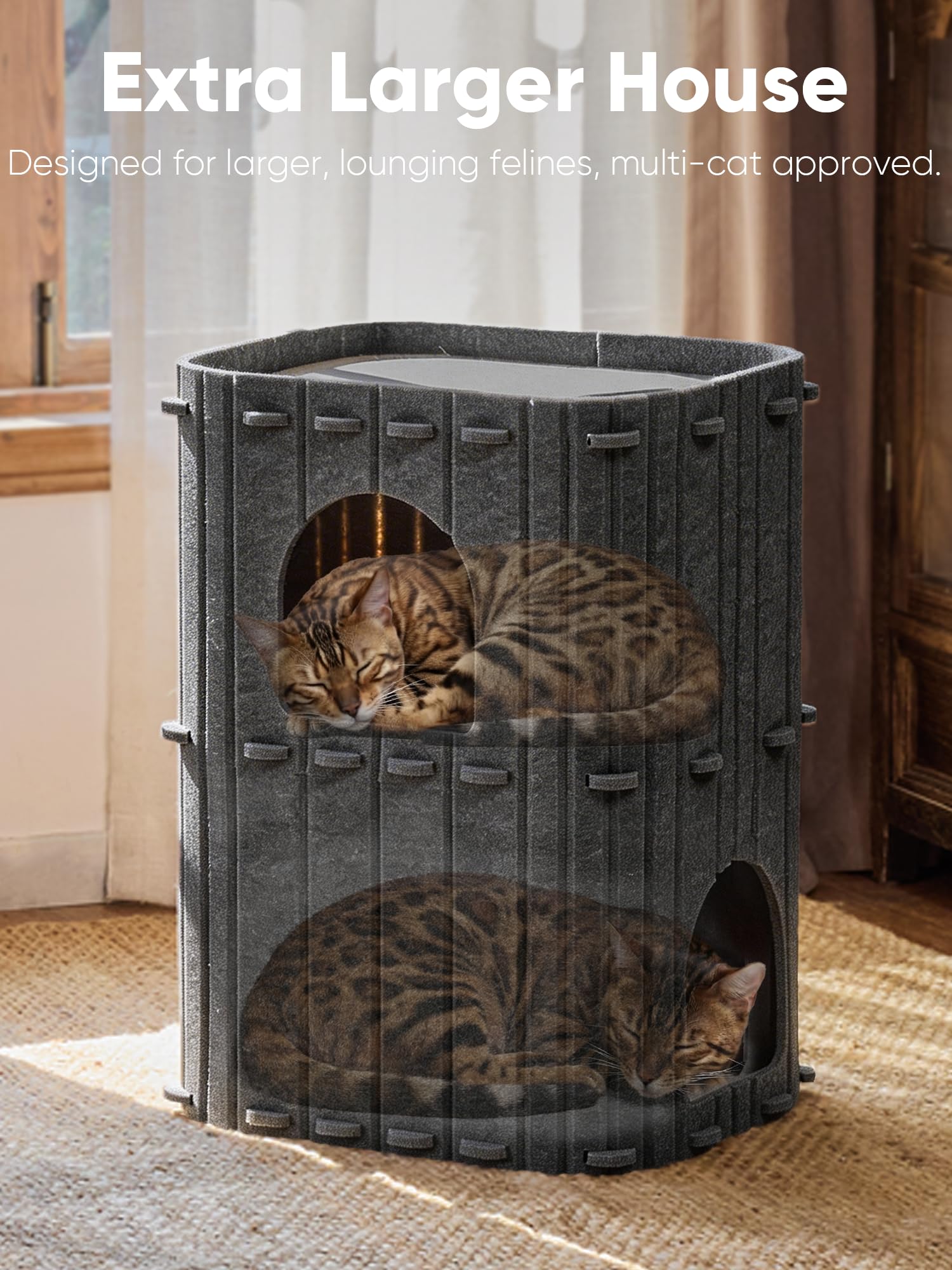 FUKUMARU Cat House for Indoor Cats, Large Cat Bed Cave Condo, Bed