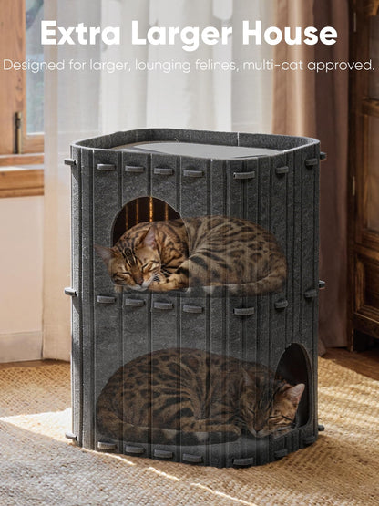 FUKUMARU Cat House for Indoor Cats, Large Cat Bed Cave Condo, Bed