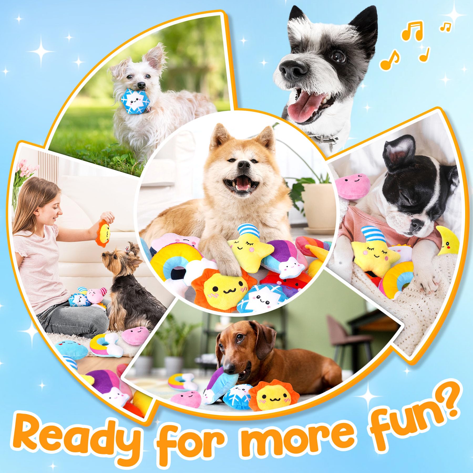 QTwoof Irresistible Weather-Themed 20-Pack Squeaky Dog Toys Set