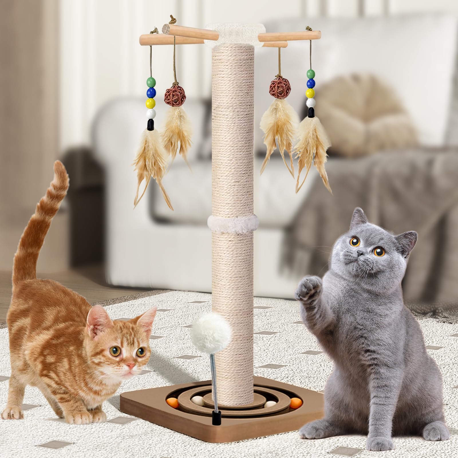 PAROTO Tall Cat Scratching Post, Sisal Cat Tree Tower Scratcher