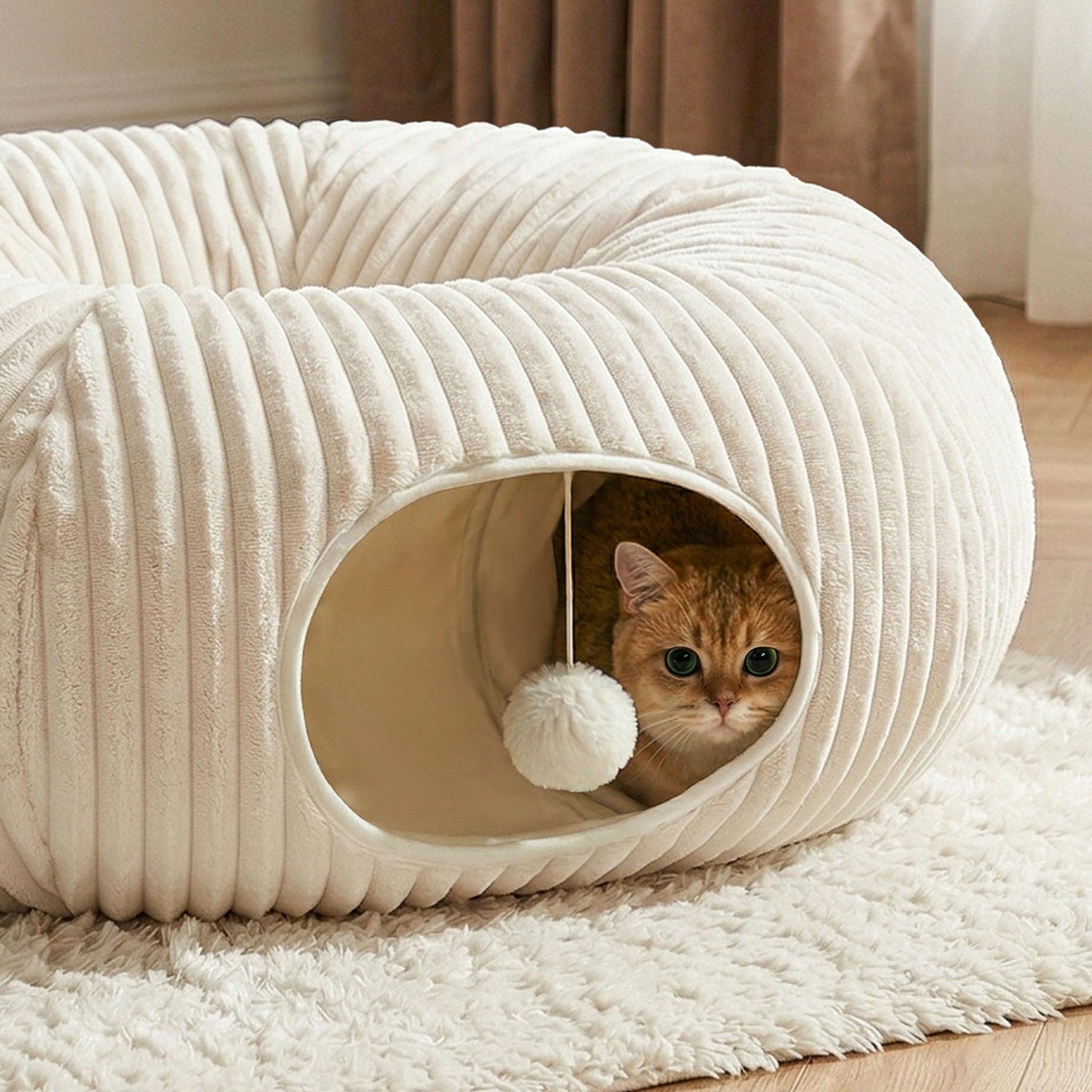 MOYMO Cat Tunnel Bed with 40 Pcs Interactive Cat Toys, Cat Tube Bed