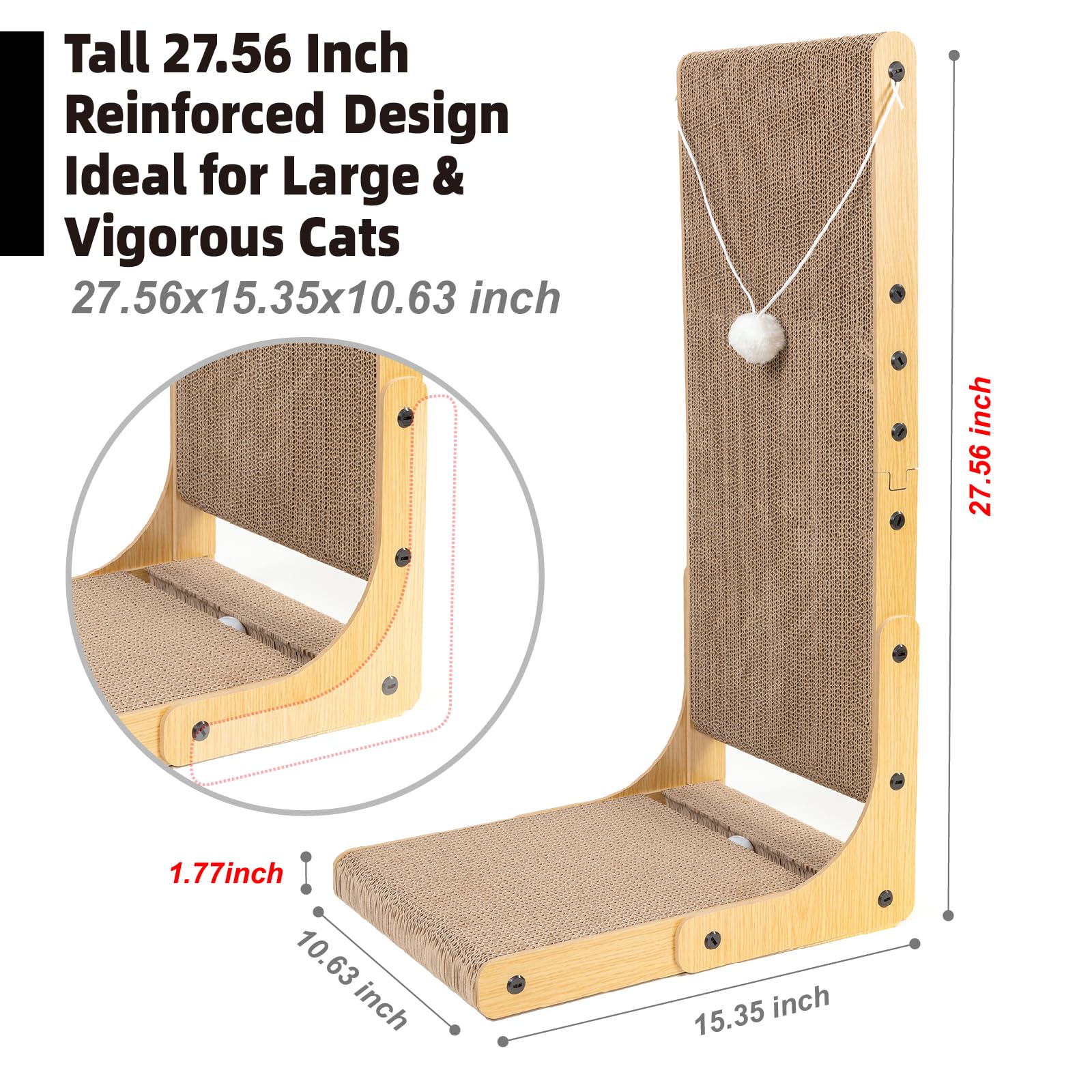 Markarbarka Reinforced Cat Scratcher, L-Shaped Wall Mount Pad