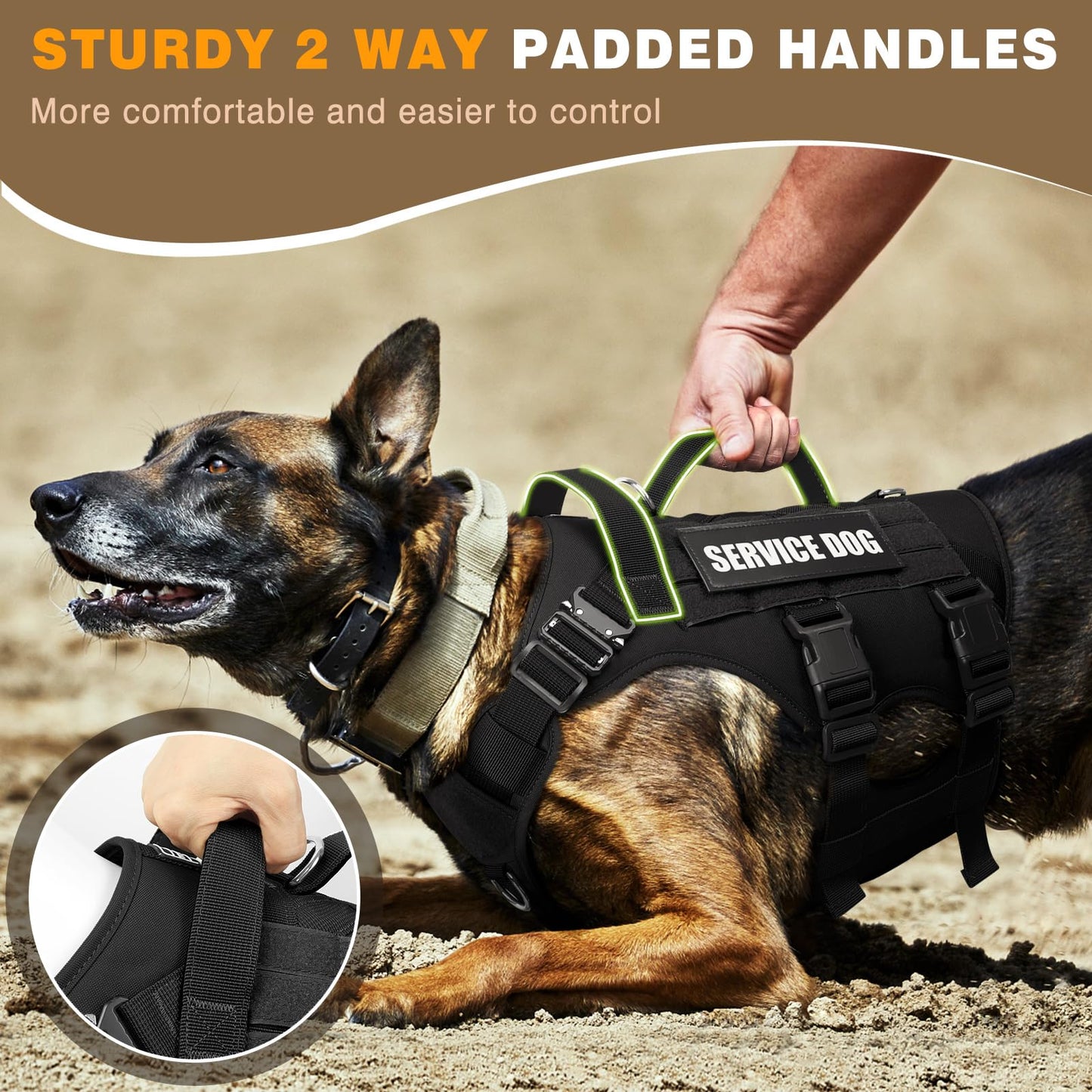WINSEE Service Dog Vest Harness for Large Dog, Tactical Harness