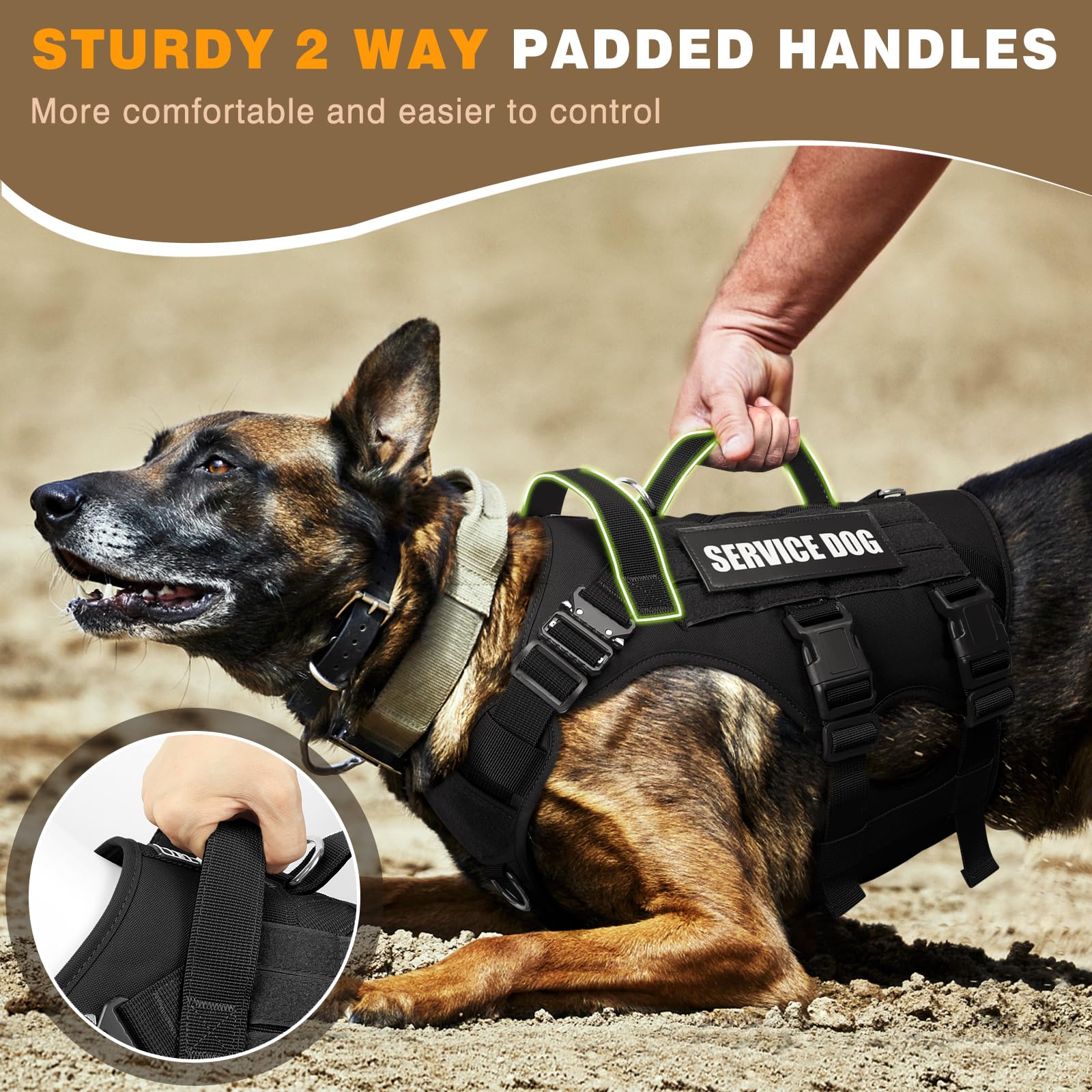 WINSEE Service Dog Vest Harness for Large Dog, Tactical Harness