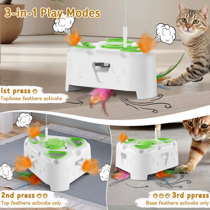 PANRIO 3-in-1 Interactive Cat Toys for Indoor Cats,Automatic Feather