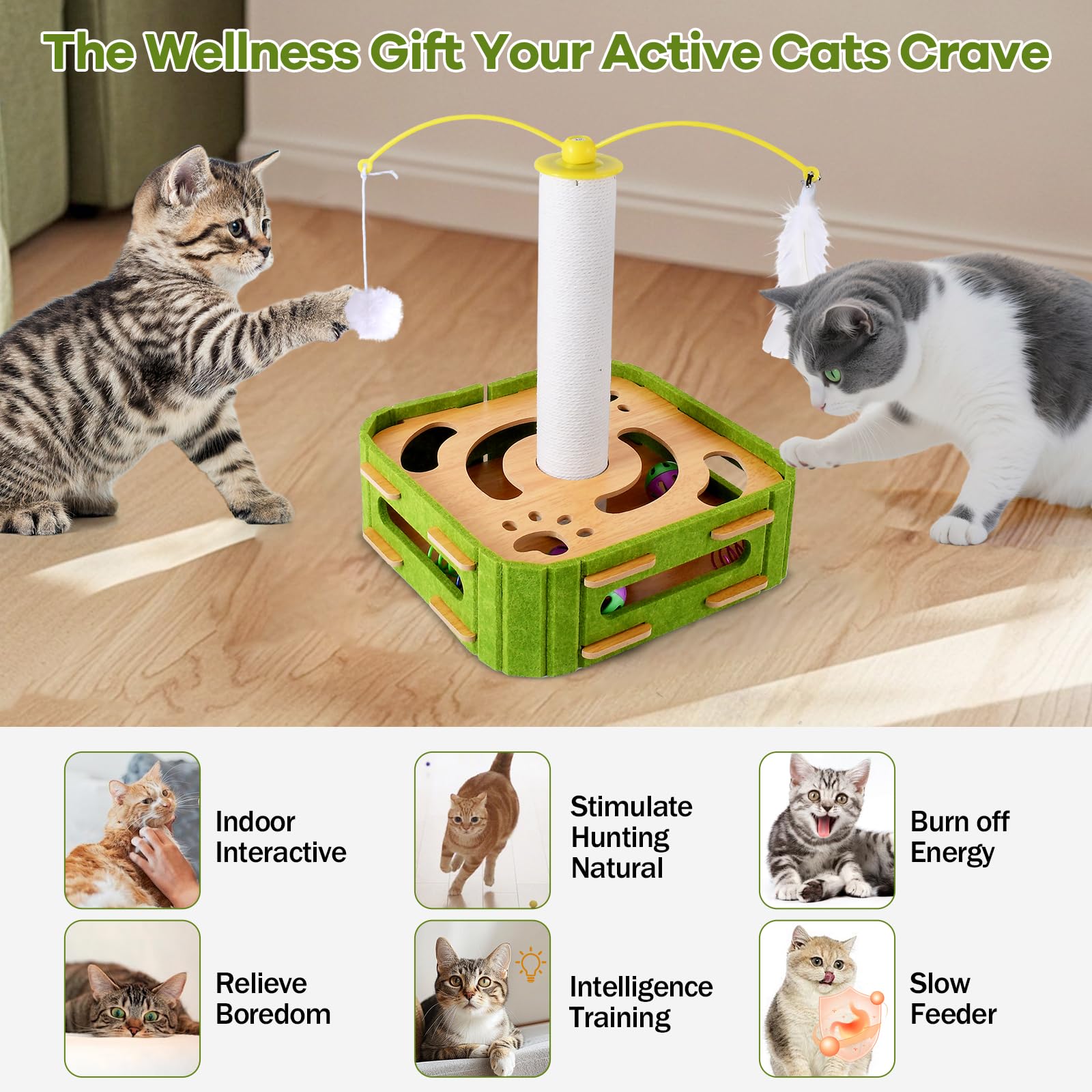 GLYVIAN Cat Puzzle Box Toy for Indoor Cats Boredom Relief Balls