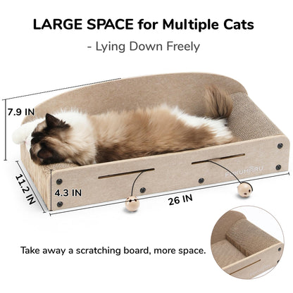 FUKUMARU Cat Scratcher Bed, 2 Reversible Cardboard Cat Scratch Bed