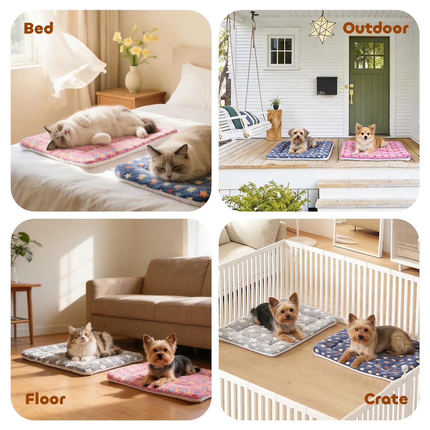 Mora Pets Dog Bed Crate Pad Ultra Soft Pet Bed with Cute Star Bed