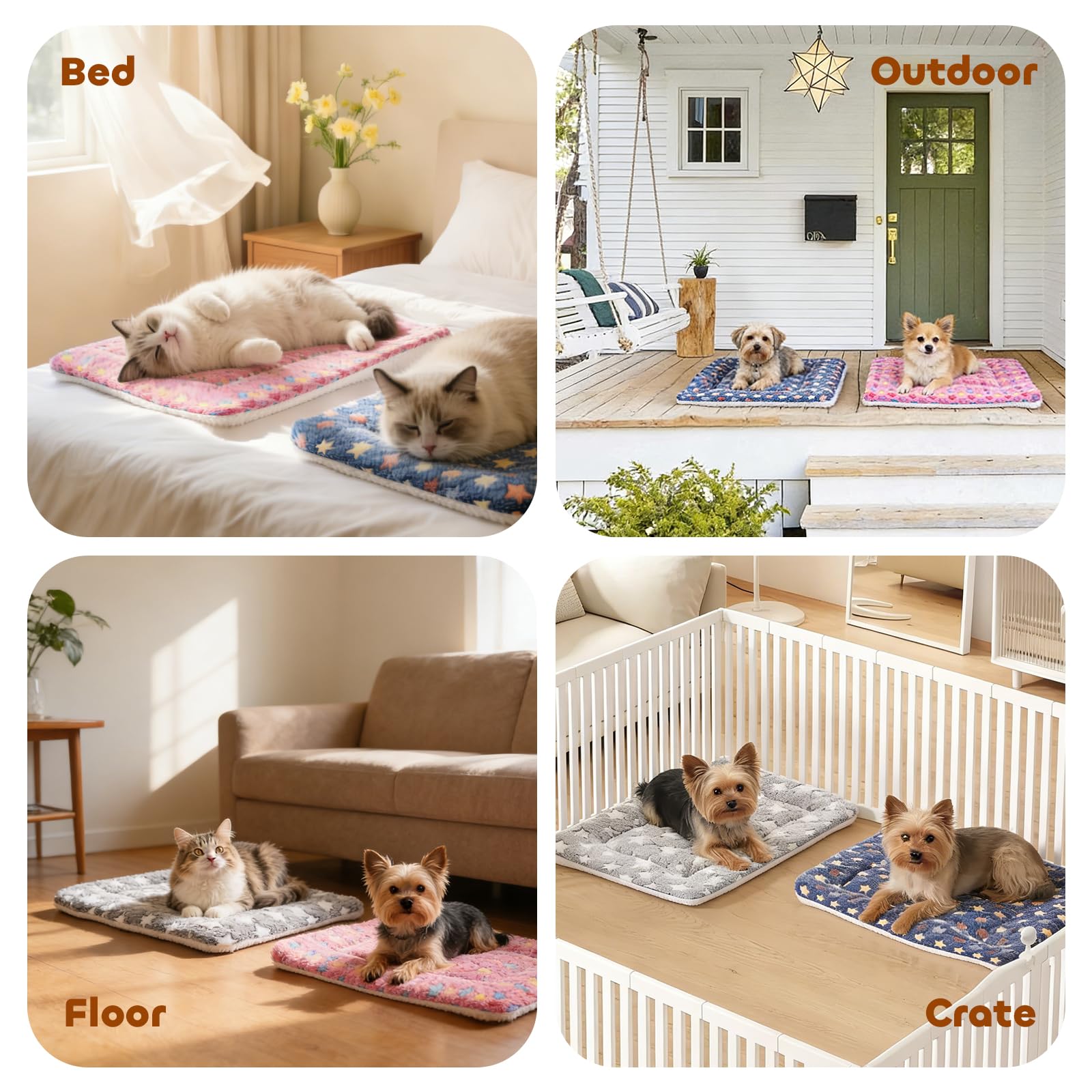 Mora Pets Dog Bed Crate Pad Ultra Soft Pet Bed with Cute Star Bed